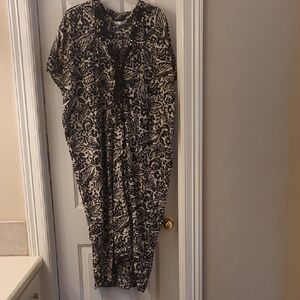 Zara Black and Cream Floral Midi Dress